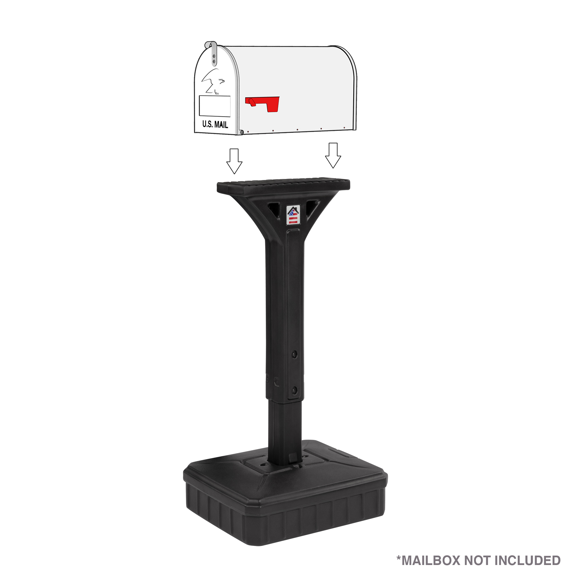 Simplay3 Company Dig-Free Universal Mailbox Post - Black, Adjustable Height, Heavy-Duty Plastic, Model# 422030-01